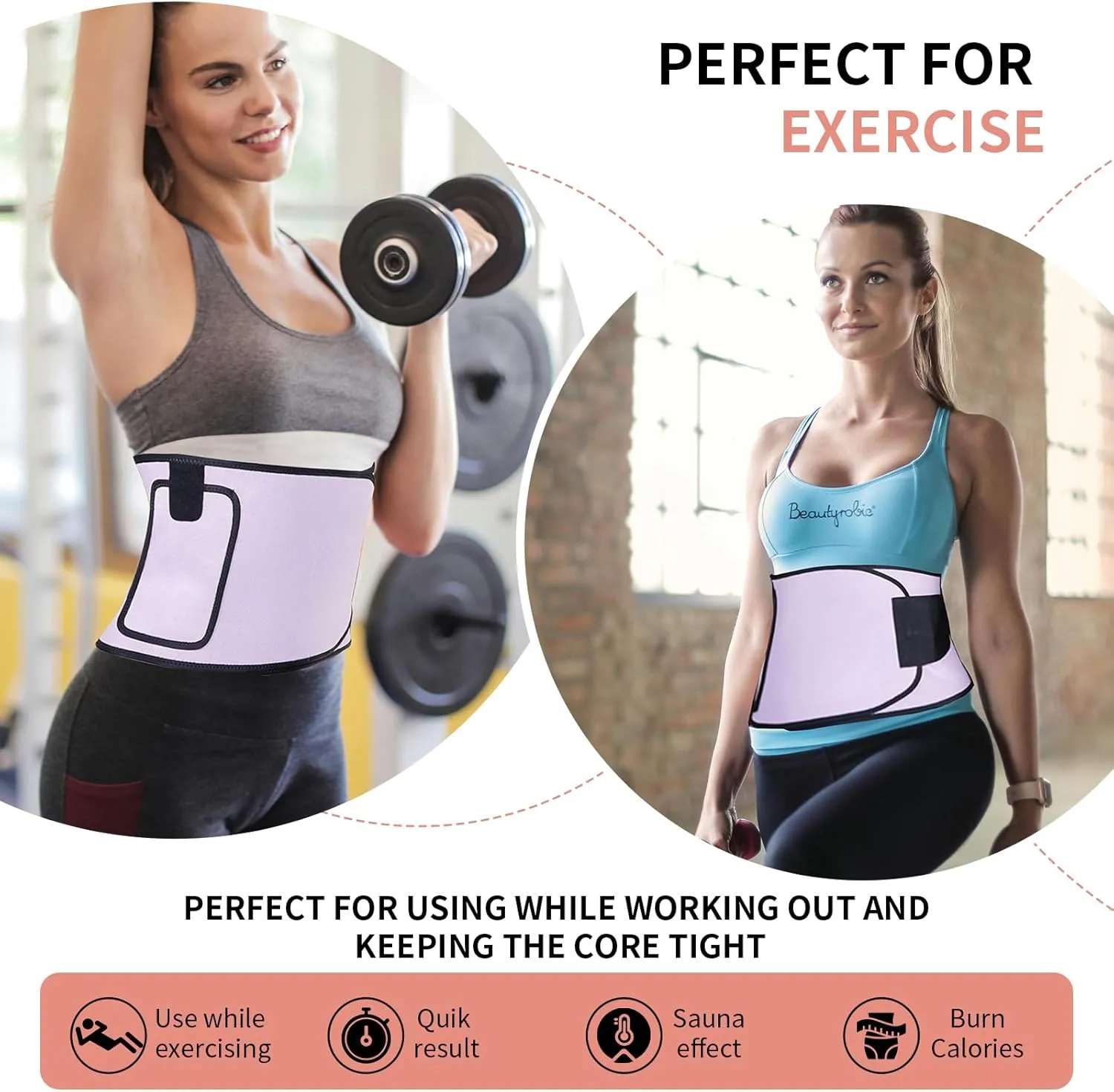 Sweat Waist Trimmer for Women and Men, Sweat Band Waist Trainers for High-Intensity Training & Workouts