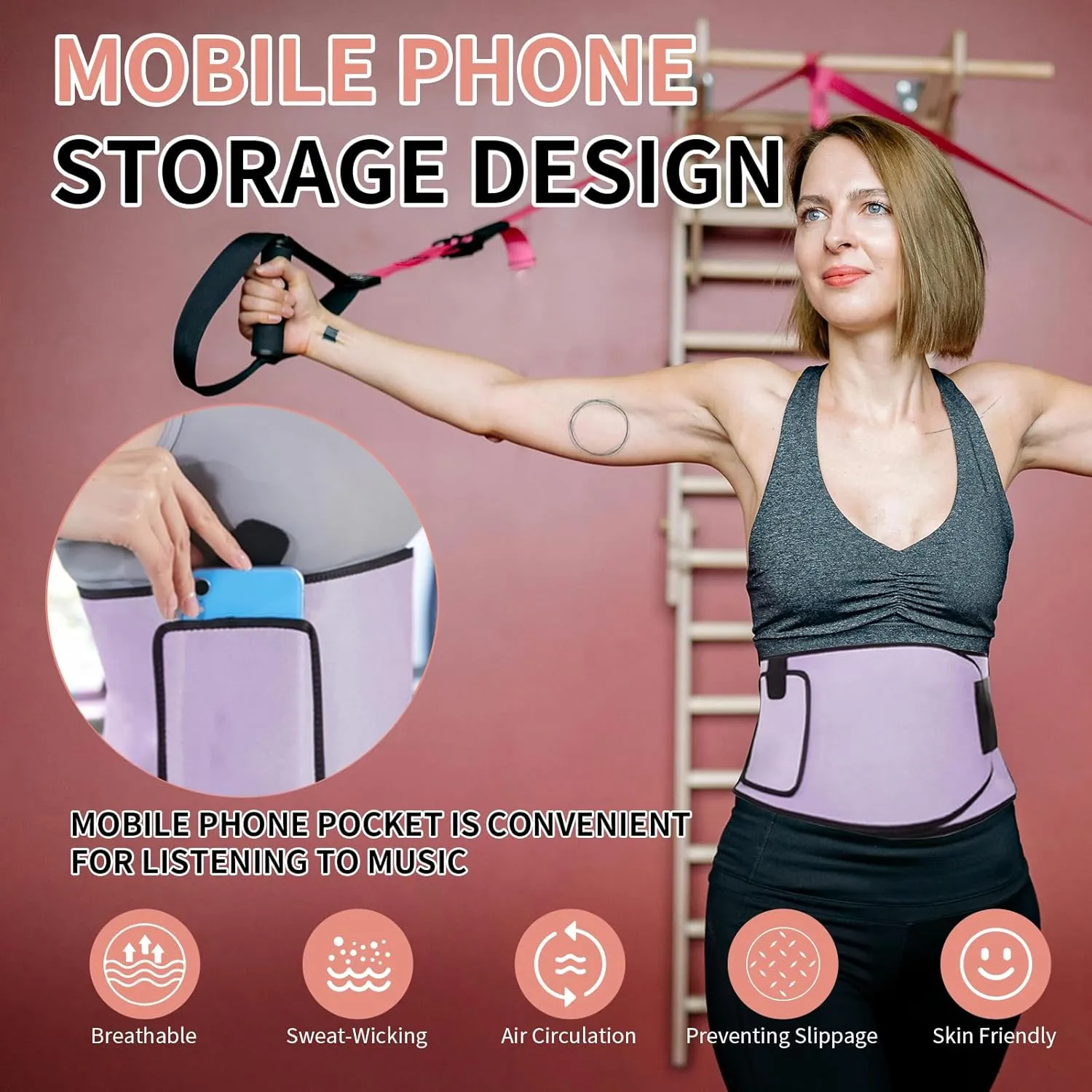 Sweat Waist Trimmer for Women and Men, Sweat Band Waist Trainers for High-Intensity Training & Workouts