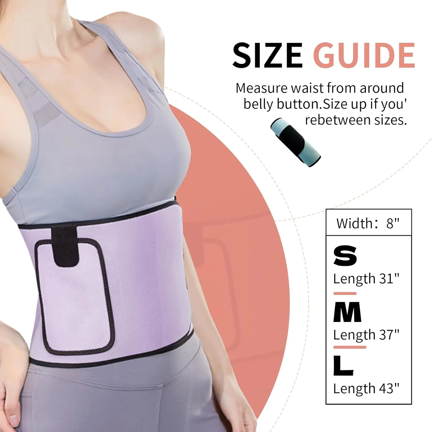 Sweat Waist Trimmer for Women and Men, Sweat Band Waist Trainers for High-Intensity Training & Workouts