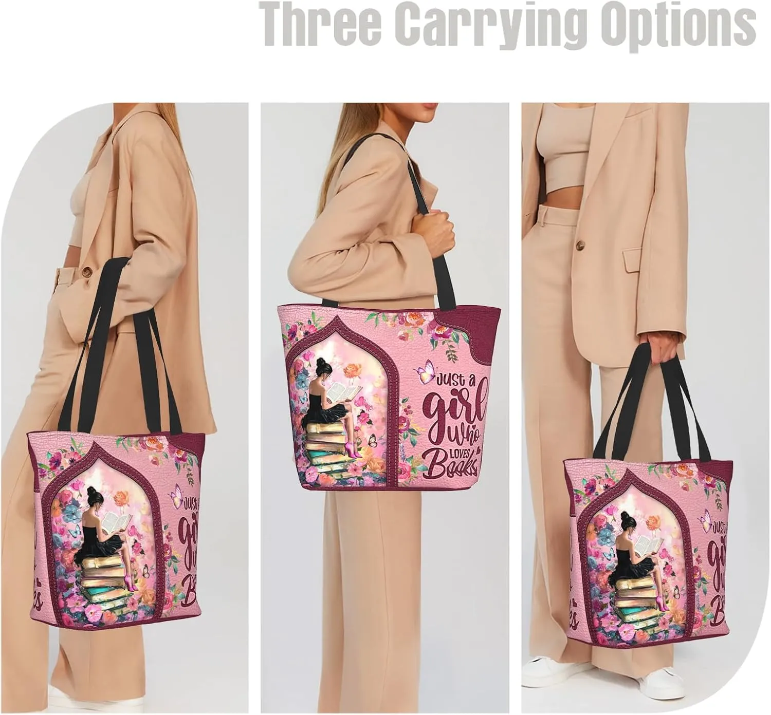 Tote Bag for Women with Zipper, Everyday Carry, Large Capacity Reusable Shopping Bag for Groceries & Travel