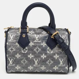 Trendy Inspired Louis Vuitton Blue Monogram Canvas Speedy Bandouliere 20 Bag