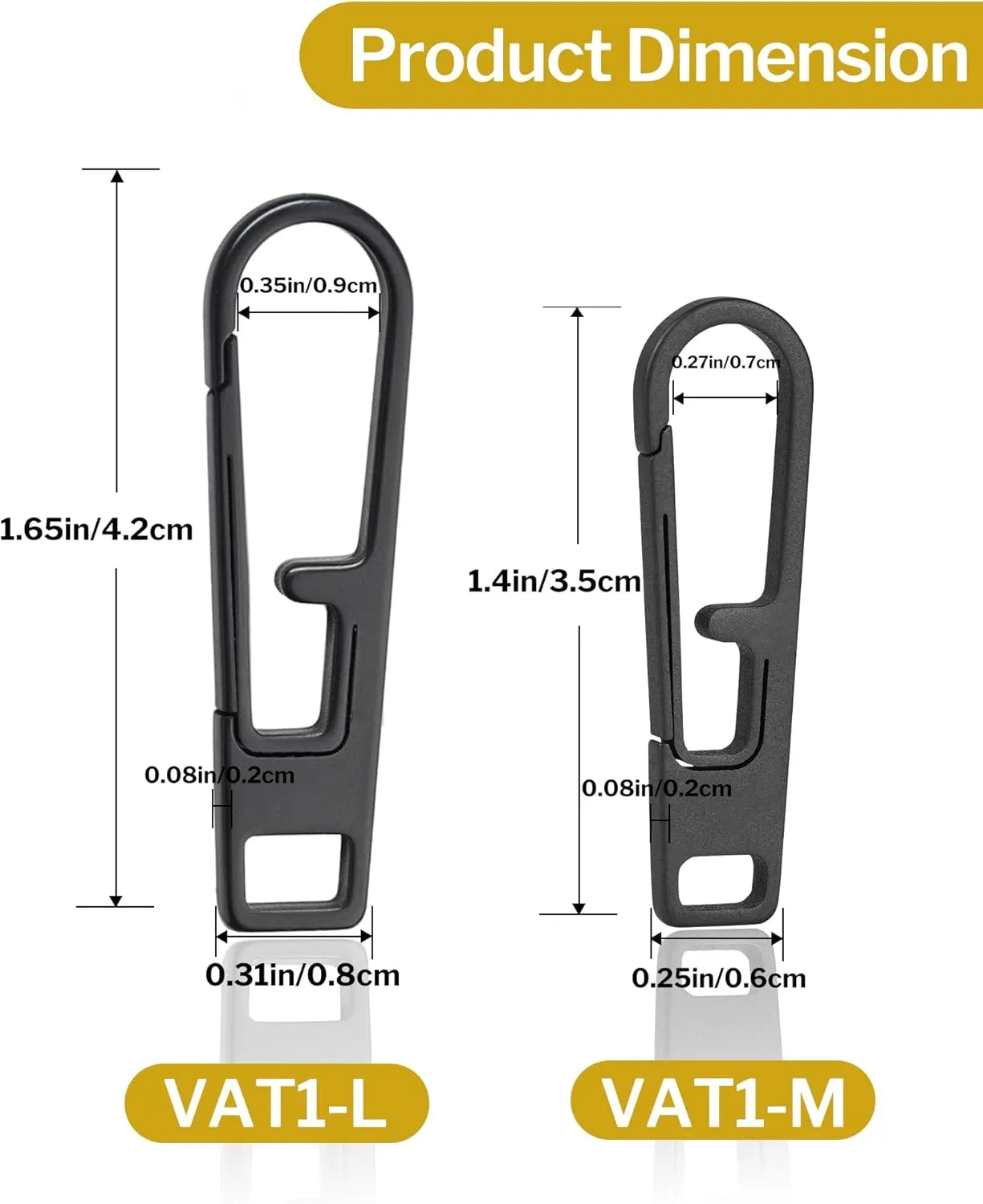 VIPERADE VAT1-L Large Titanium Zipper Pull Replacement, Heavy Duty Zipper Pull Tab Repair Kit for Large Luggage Suitcase Backpack Duffel Bag and More, Titanium Carabiner Keychain Micro