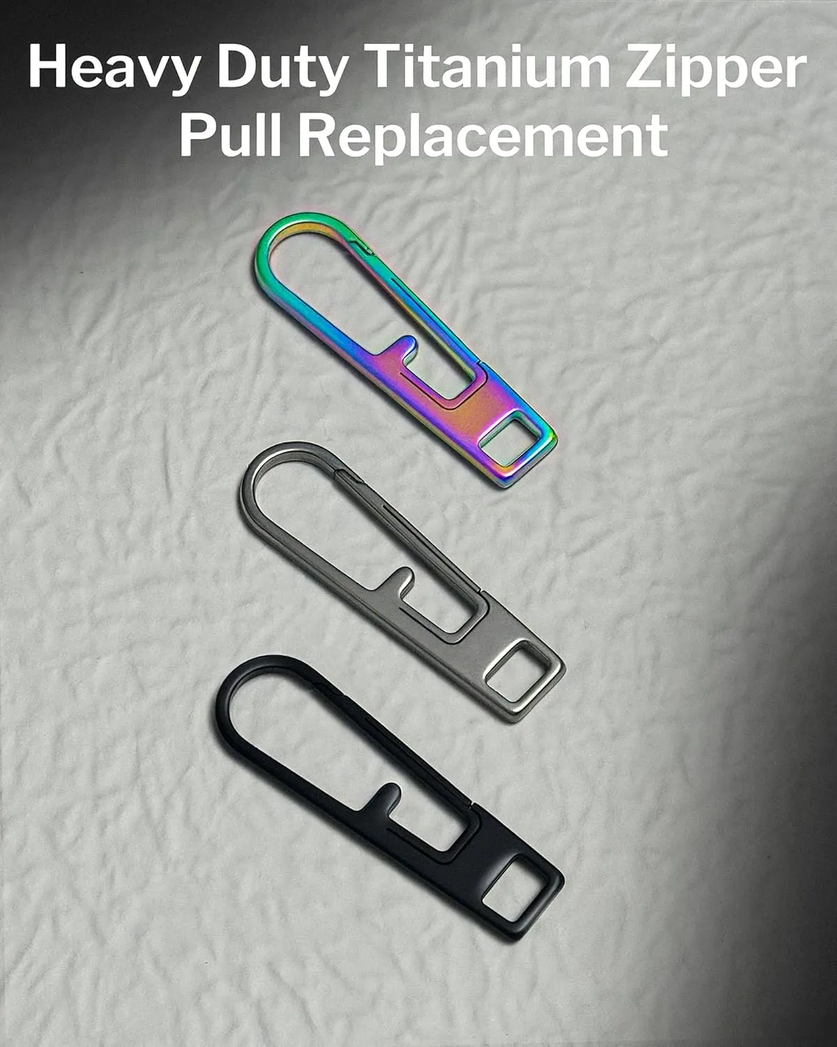 VIPERADE VAT1-L Large Titanium Zipper Pull Replacement, Heavy Duty Zipper Pull Tab Repair Kit for Large Luggage Suitcase Backpack Duffel Bag and More, Titanium Carabiner Keychain Micro