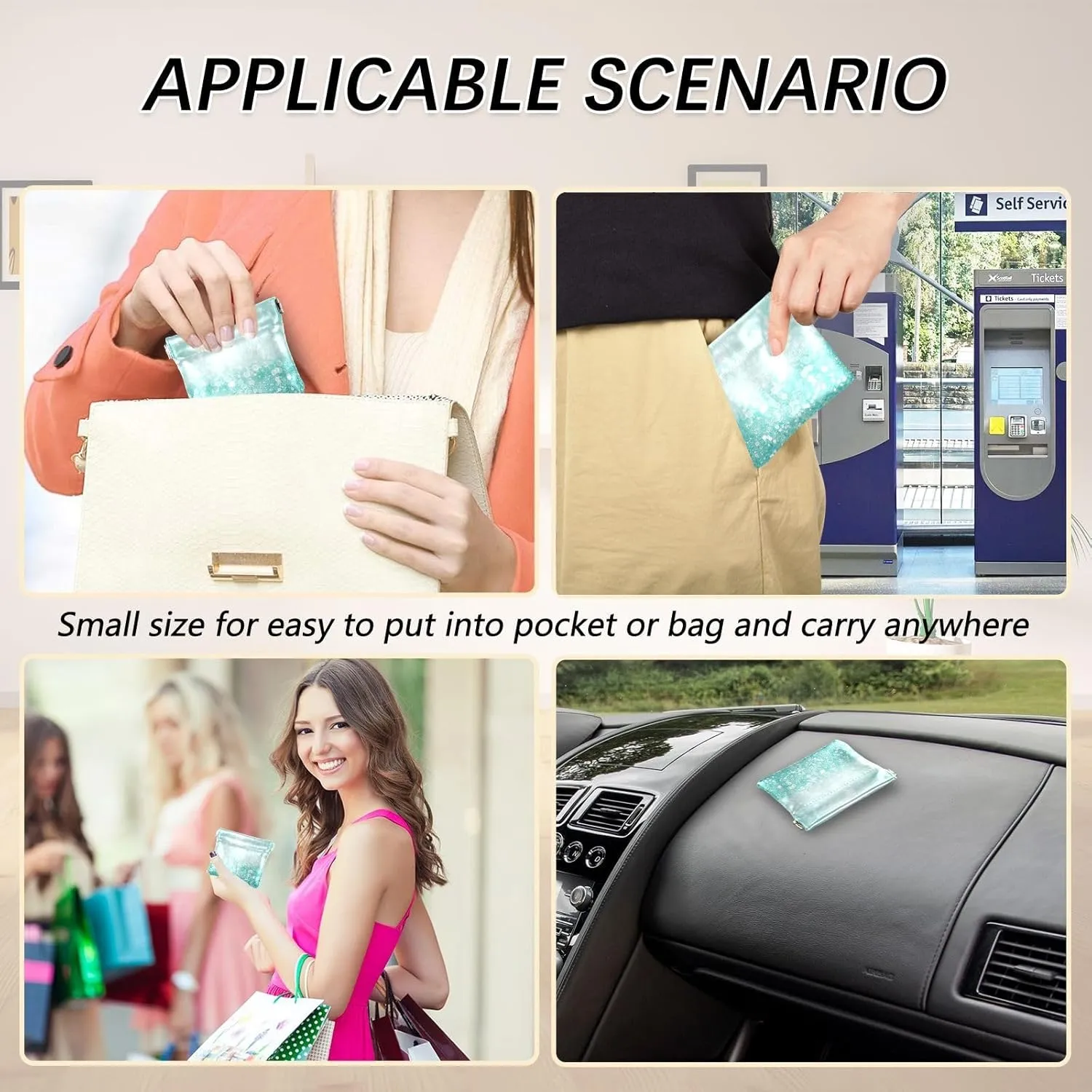 Women PU Leather Coin Purses, Small Metal Clasp Card Key Change Wallet Clutch Pouch Pocket Small Case Handbag Teal Green Glitter Sparkle Confetti Turquoise Aqua Mint Diamonds