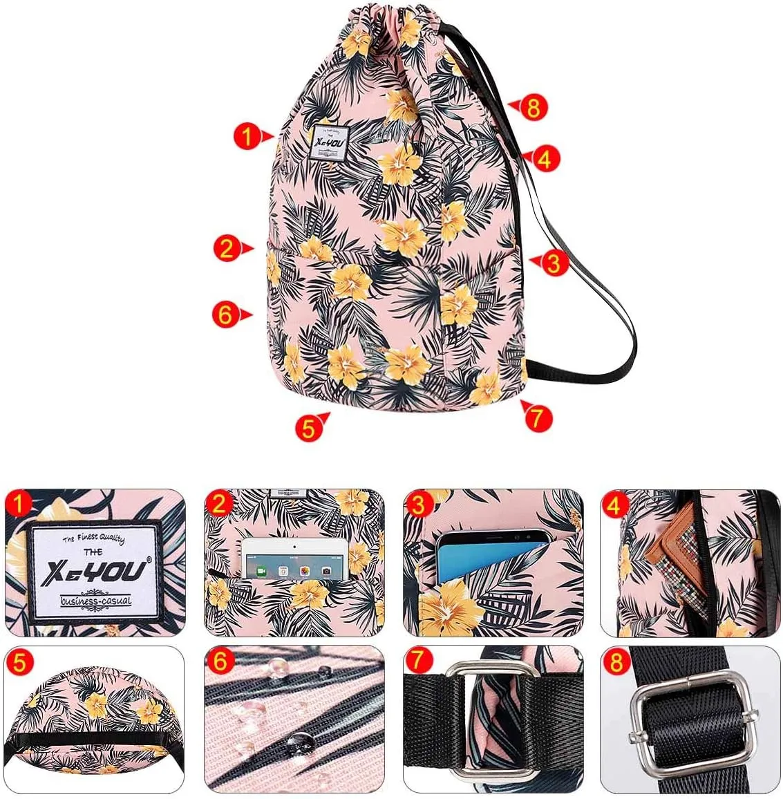 XEYOU Drawstring Sports Backpack Lightweight Gym Yoga Sackpack Shoulder Rucksack Casual Outdoor Daypack for Women and Men