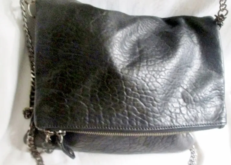ZADIG VOLTAIRE Leather Shoulder Flap Bag Man Purse Crossbody BLACK SKULL Industrial