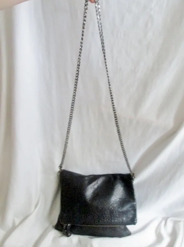 ZADIG VOLTAIRE Leather Shoulder Flap Bag Man Purse Crossbody BLACK SKULL Industrial