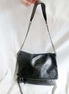 ZADIG VOLTAIRE Leather Shoulder Flap Bag Man Purse Crossbody BLACK SKULL Industrial
